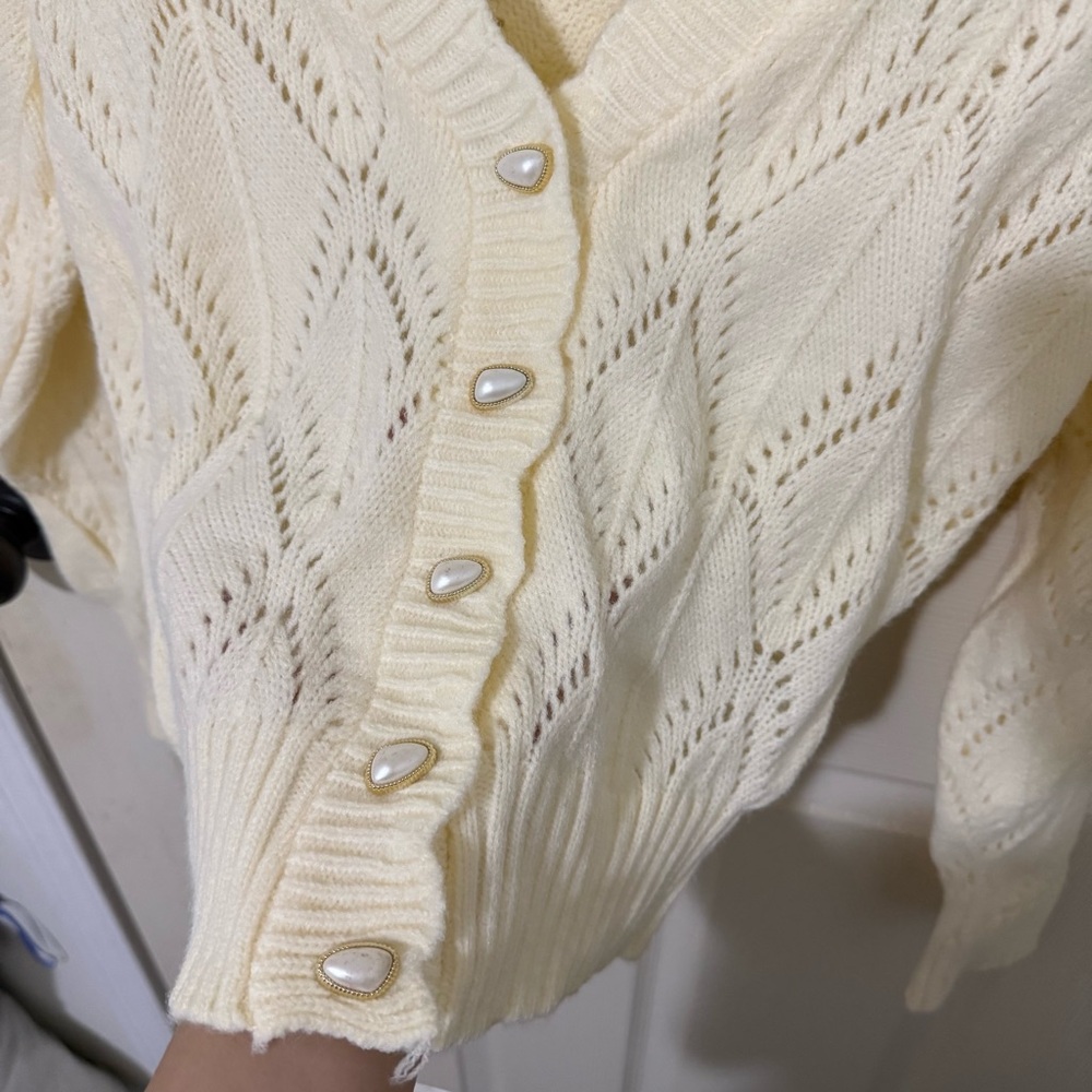 SHEIN Cream Knit Cardigan – Size Small - Picture 4 of 8